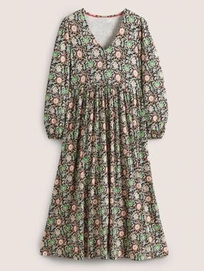 BODEN Long Sleeve Jersey Midi Dress Multi Enchanting Twig Size 8